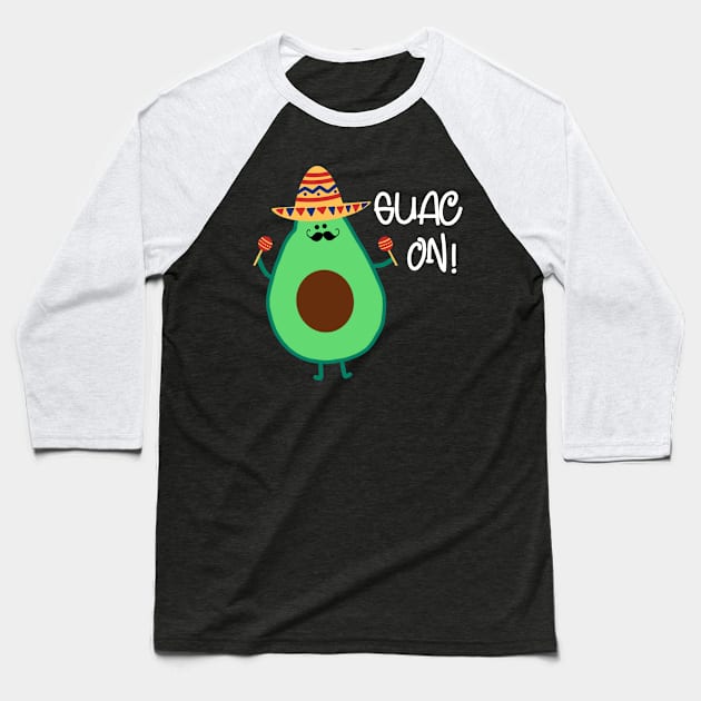 Cinco De Mayo Avocado Guac On Sombrero Baseball T-Shirt by StacysCellar